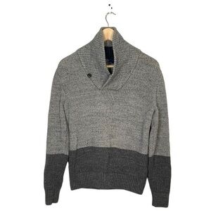 Gap cotton knit gray‎ colorblock pullover shawl collar long sleeve sweater XS